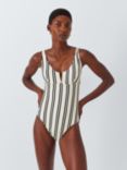 John Lewis Stripe V-Cut Swimsuit, Cream