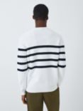 Armor Lux x Denham White Pull Stripe Jumper, White/Navy