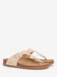 Barbour Margate Suede Footbed Sandals, Parchment