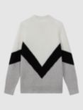 Reiss Claude Geometric Pattern Jumper, Ivory/Black Multi