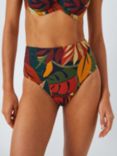 John Lewis Coco Leaf Print High Waist Bikini Bottoms, Multi