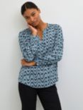 KAFFE Mira Weave Blouse, Faded Denim