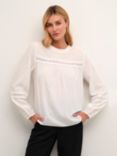 KAFFE Freya Frilled Band Blouse, Chalk