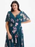 Scarlett & Jo Isabelle Float Sleeve Maxi Dress, Teal/Multi