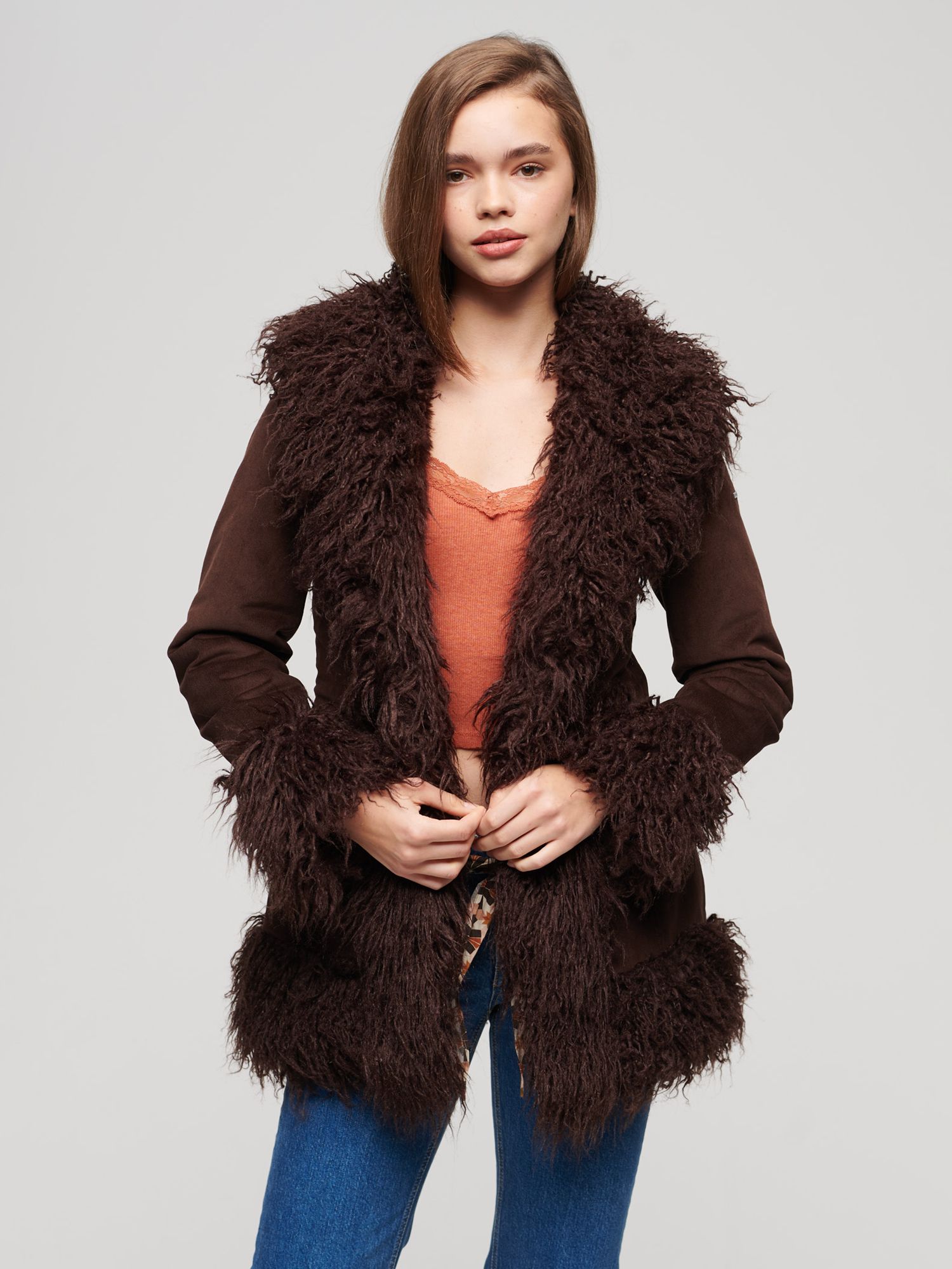 Buy Superdry Cream Faux Fur Lined Afghan Coat from Next USA