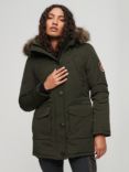 Superdry Everest Faux Fur Hooded Parka Coat, Khaki