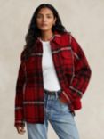 Ralph Lauren Polo Ralph Lauren Olivia Oversized Plaid Wool Blend Shirt, Red, Red