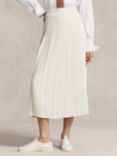 Polo Ralph Lauren Satin Pleated A-Line Midi Skirt, Natural Cream