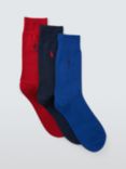 Ralph Lauren Mercerised Cotton Crew Socks, Pack of 3, Multi