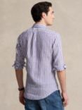 Ralph Lauren Stripe Linen Long Sleeve Shirt, Blue/White