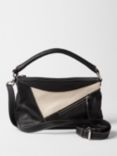 Mint Velvet Leather Cross Body Bag, Black/Cream