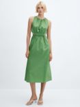 Mango Irena Cotton Slit Elastic Waist Dress, Green
