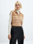 Mango Diana Striped Gilet, Light Beige