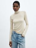 Mango Almar Fine Knit Turtleneck Jumper, Beige