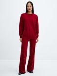 Mango Vieira Knitted Wide Leg Trousers, Red