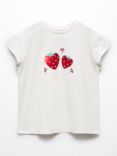 Mango Kids' Strawberry Sequin T-Shirt, Natural White