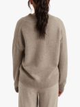 Chinti & Parker Cashmere Funnel V-Neck Jumper, Soft Truffle