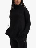 Chinti & Parker Ribbed Cashmere Roll-Neck Jumper, Black
