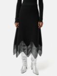Jigsaw Lace Trim Wool Blend Skirt, Black