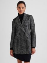 Hobbs Skye Double Breasted Wool Blend Coat, Black/White