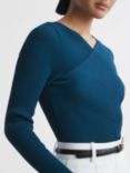 Reiss Heidi Cross Front Rib Knit Jumper, Teal, Teal