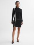 Reiss Annie Bodycon Wool Blend Dress, Black/Ivory