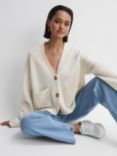 Reiss Juni Wool Cashmere Blend Cardigan, Ivory