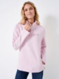 Crew Clothing Half Button Cotton Blend Sweatshirt, Bright Pink, Bright Pink