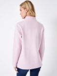 Crew Clothing Half Button Cotton Blend Sweatshirt, Bright Pink, Bright Pink
