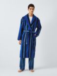 John Lewis Cotton Velour Stripe Robe, Blue