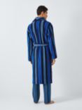 John Lewis Cotton Velour Stripe Robe, Blue