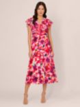 Adrianna Papell Floral Print Midi Dress, Pink/Multi