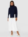 Closet London Split Hem Roll Neck Jumper, Navy