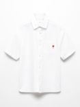 Mango Kids' Cotton Short Sleeve Shirt, White