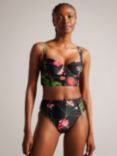 Ted Baker Lusiye Printed Longline Bikini Top, Black/Multi
