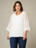 Live Unlimited Curve Chiffon Trim Overlay Top, Ivory