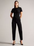 Ted Baker Gracieh High Waisted Belted Tapered Cargo Trousers, Black