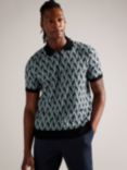 Ted Baker Mitford Wool Blend Boucle Jacquard Zip Polo Shirt