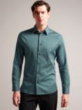 Ted Baker Laceby Geometric Printed Long Sleeve Shirt, Mid Green