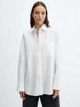 Mango Juanes Oversized Cotton Shirt, White