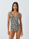 John Lewis Maya Aztec Ruched Swimsuit, Black/Multi