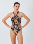 John Lewis Ios Floral Twist Neck Swimsuit, Black/Multi