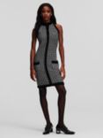 KARL LAGERFELD Cotton Blend Knit Dress, 989 Black/Silver