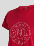 KARL LAGERFELD Rhinestone Logo T-Shirt, 188 Chili Pepper