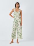 John Lewis Onyx Leaf Print Cropped Pyjama Set, Ivory