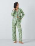 John Lewis Poppy Floral Shirt Long Pyjama Set, Sage