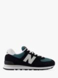 New Balance 574 Suede Trainers, Black Blue