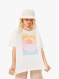 Roxy Kids' Gone to California Logo Organic Cotton Oversized T-Shirt, Snow White