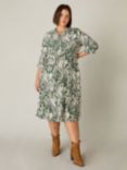 Live Unlimited Curve Abstract Shirt Dress, Green