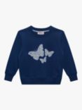 Trotters Kids' Butterfly Applique Liberty's Wiltshire Print Sweatshirt, Lilac/Multi